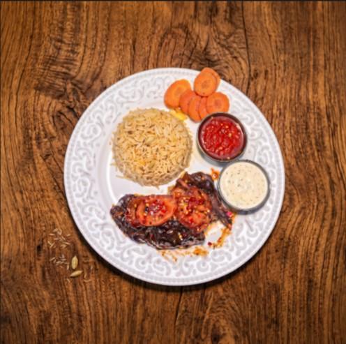 Honey Chilly Shaway Mandi — sweet-heat glazed shaway chicken over fragrant mandi rice